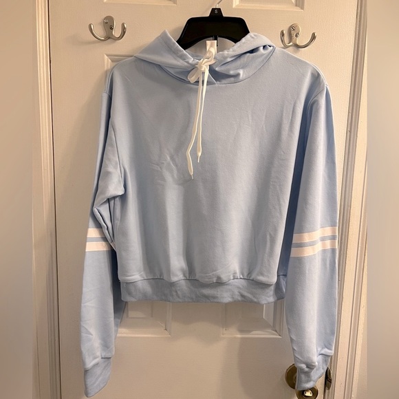 SHEIN Tops - Baby Blue Side Stripe Hoodie